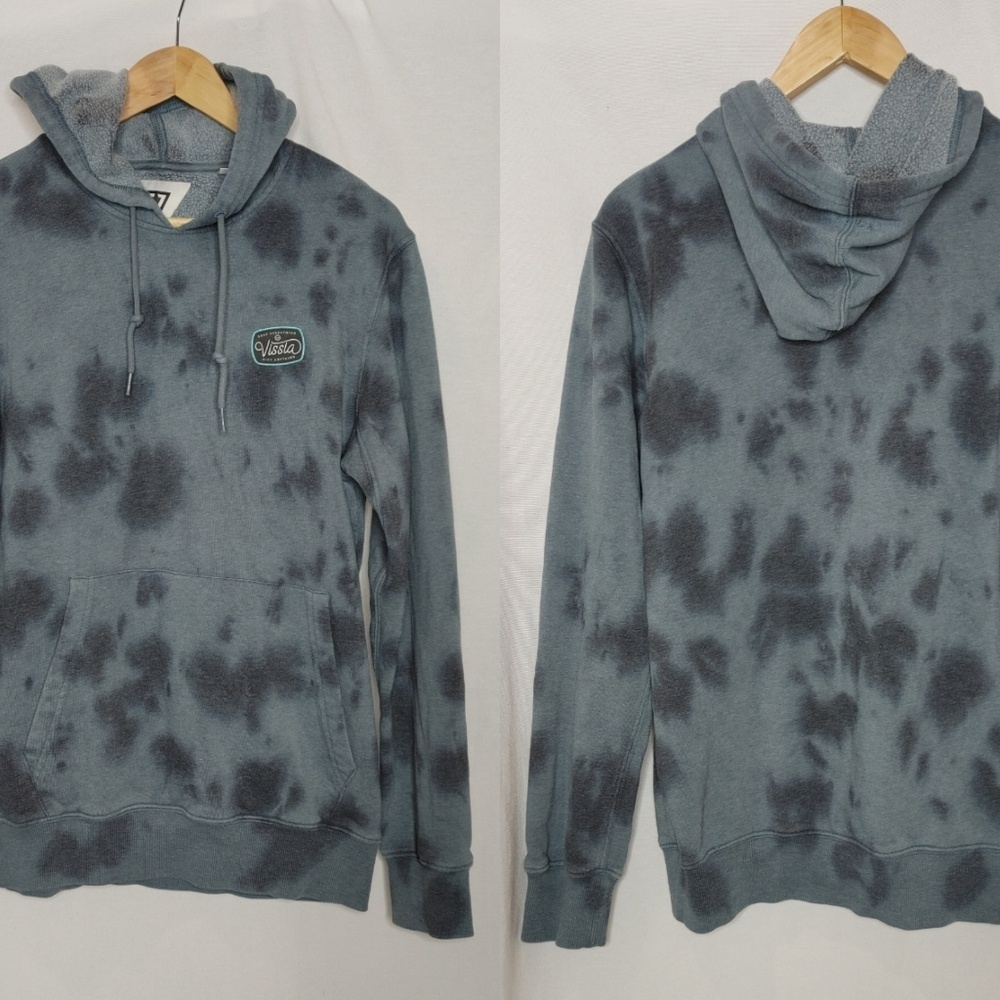 VISSLA Solid Sets Eco Mens Hoodie Pullover Sweatshirt Blue Gray Ink Blot Small S